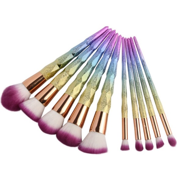 NEW 10pc Diamond Makeup Brush Set - Picture 3 of 3